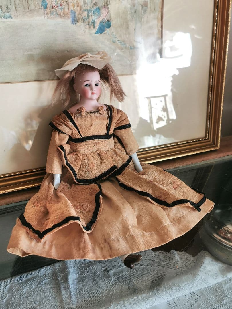 アンティーク シモンハルビック ファッションビスクドール 陶器手脚人形 鬘ボネ付