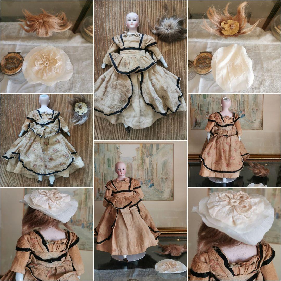 アンティーク シモンハルビック ファッションビスクドール 陶器手脚人形 鬘ボネ付