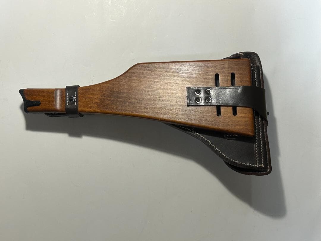タナカ ルガーP08 用 木製ストック ロングタイプ　革製ホルスター付