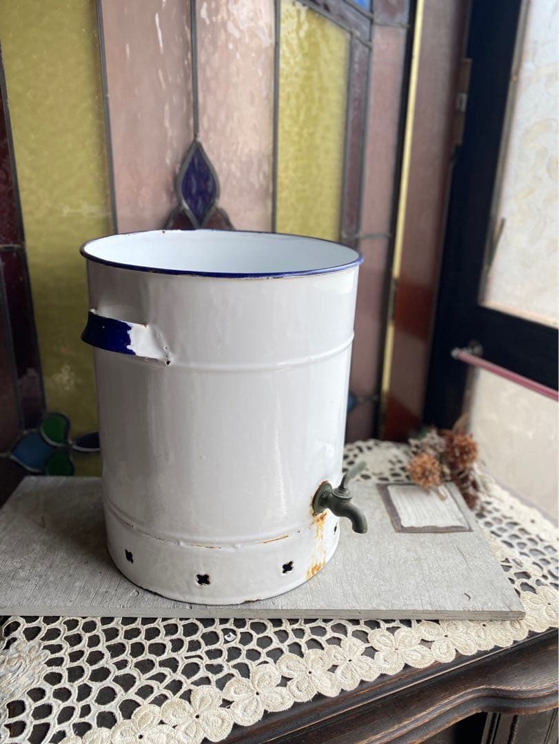 ホーロー ジャグ 缶 ガーデン インテリア アンティーク ビンテージ 昭和レトロ