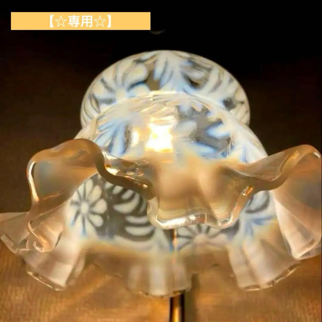 フェントン　19世紀　花柄　ガラスランプシェード（希少）オパールセント