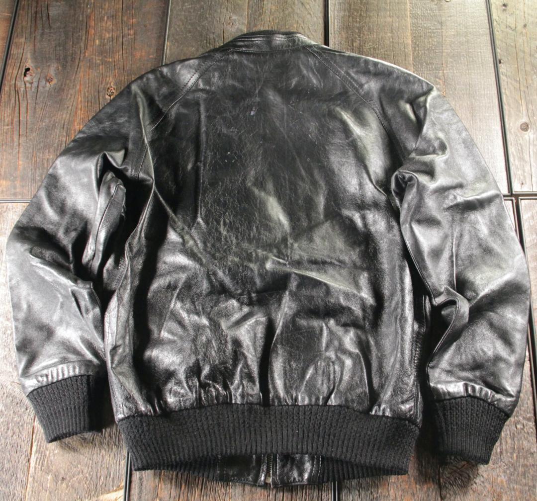 古着　６０−７０s 本革　ライダース　レザージャケット　ブラック　LL 黒.