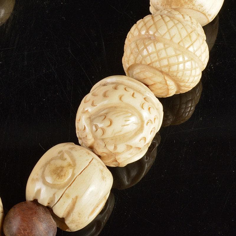 時代提げ物　獣骨製　干支　数珠　念珠　根付　D　R4834