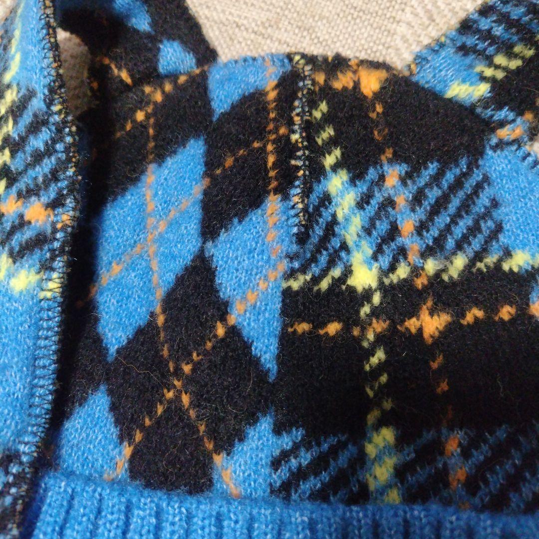 _ Ｌ'ｉｌｙ_様　青×黒　ウサギ耳付きニット帽 キャンディストリッパー