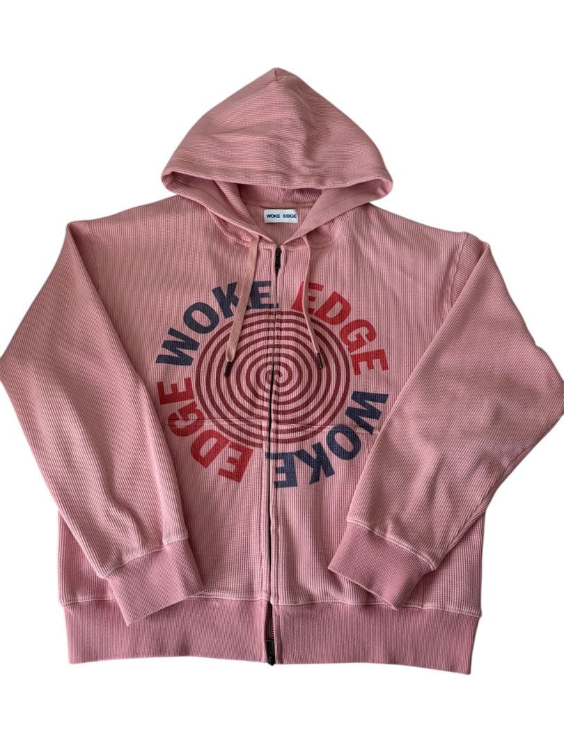 トップス woke edge thermal zip hoodie pink