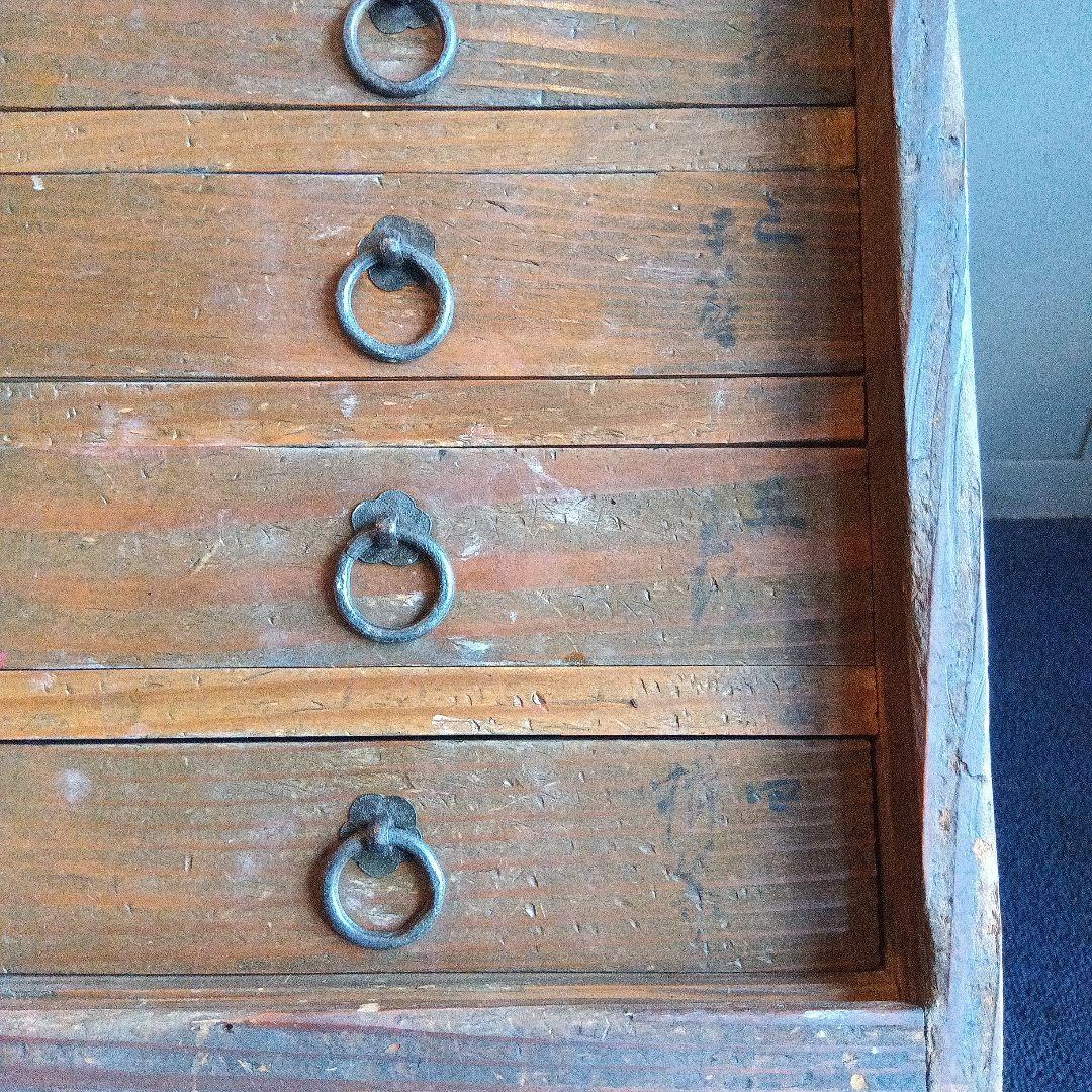 木製引き出し箪笥　鍵付き　ヴィンテージ