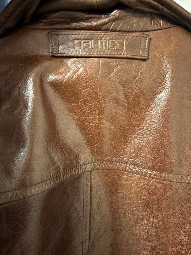 nautica レザージャケット　ブラウン　40 中綿　内キルティング