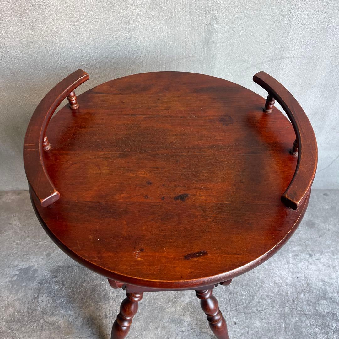 飛騨家具　キツツキ　サイドテーブル　コーヒーテーブル　丸テーブル　ラック付き