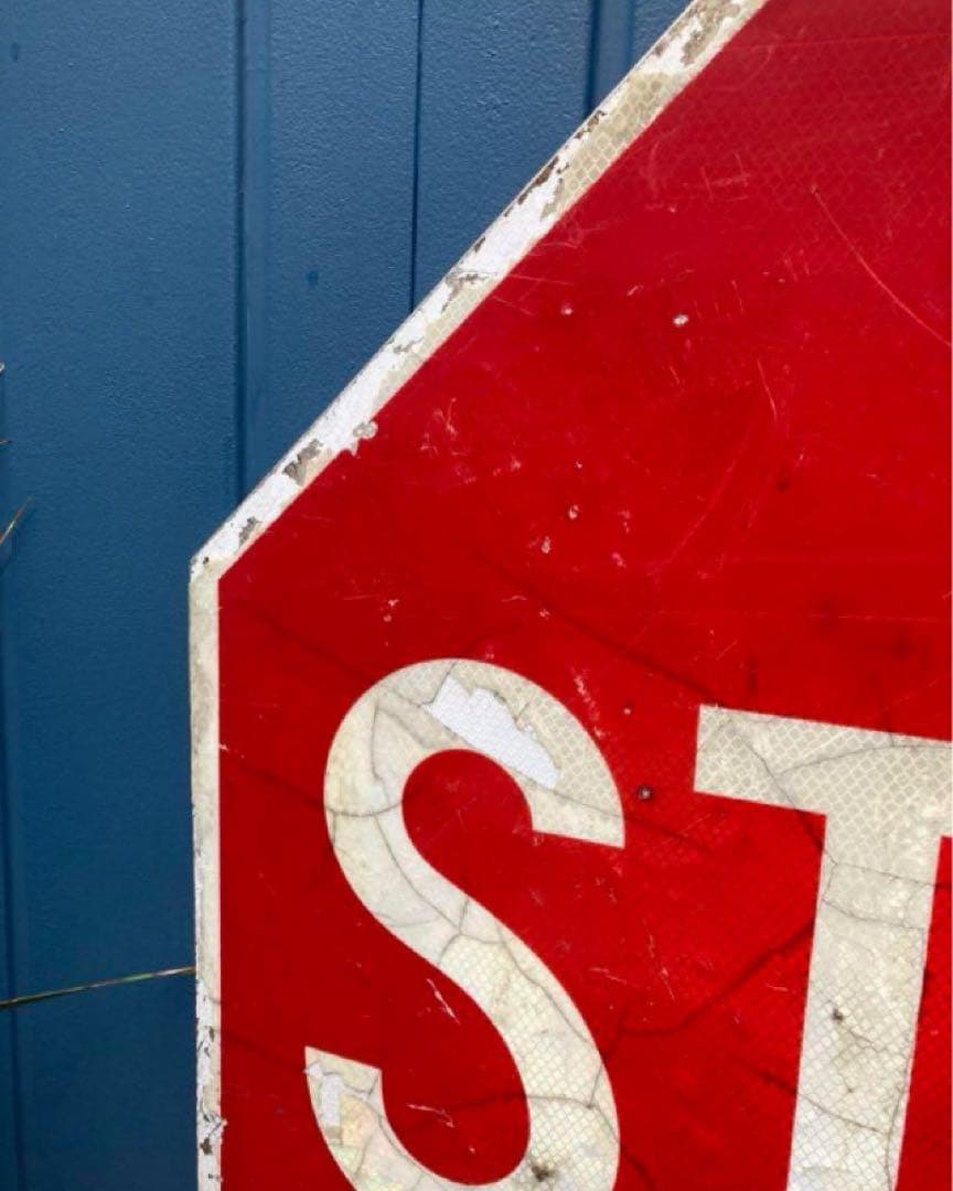 本物アメリカ標識STOP看板◇ガレージ雑貨PCフェンス倉庫ドライガーデン