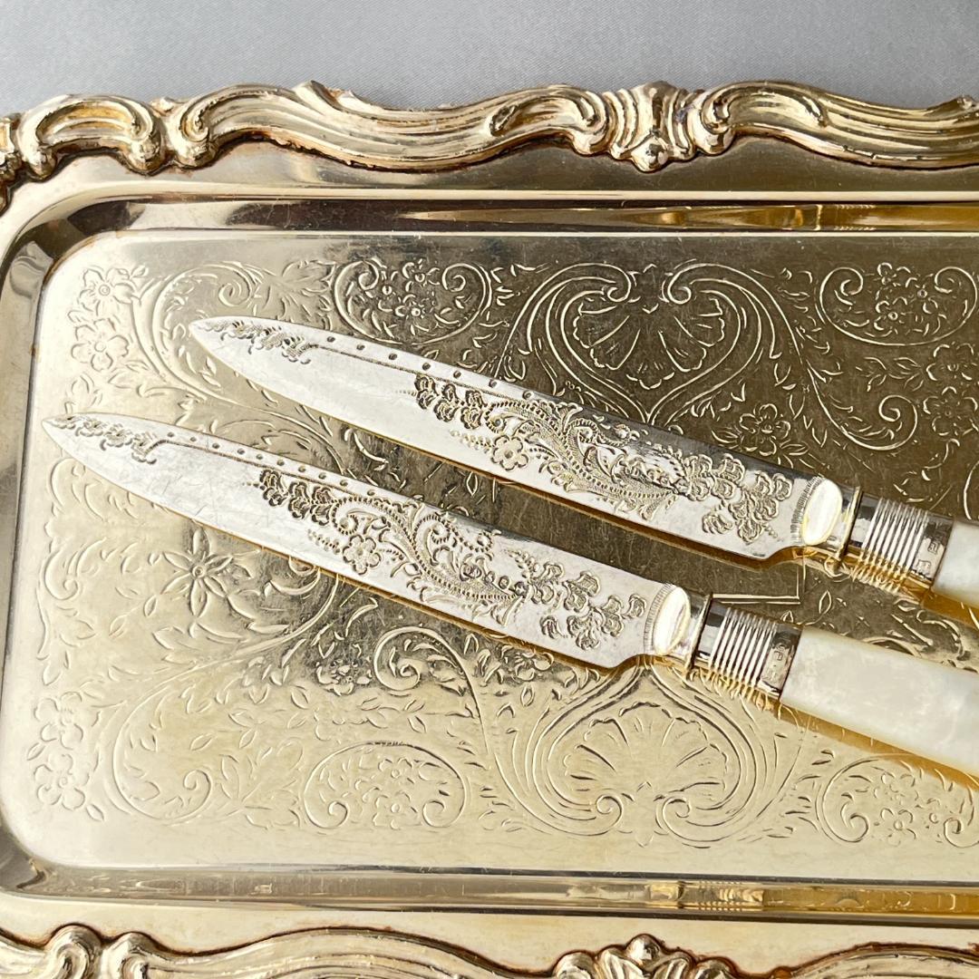 【James Deakin & Sons 】【純銀継手 / 白蝶貝】ティーナイフ