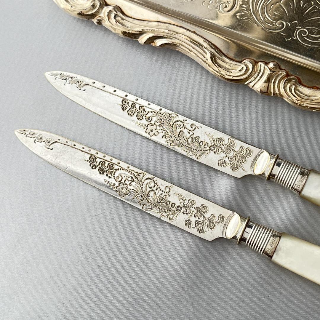 【James Deakin & Sons 】【純銀継手 / 白蝶貝】ティーナイフ