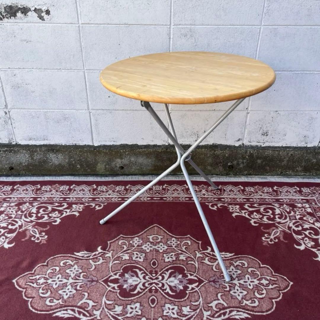 木製天板×スチール脚◾️折りたたみテーブル 丸テーブル コーヒーテーブル