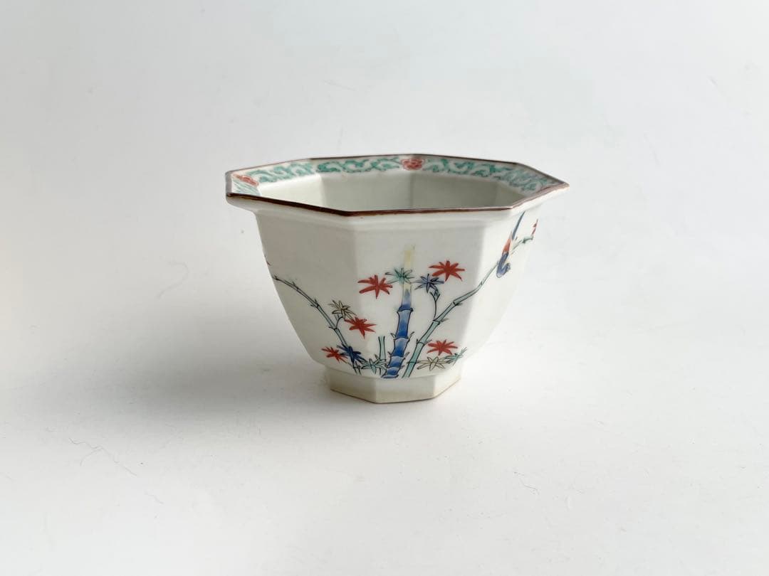 骨董　アンティーク　柿右衛門　竹に雀　八角　小鉢　向付　蕎麦猪口　カップ