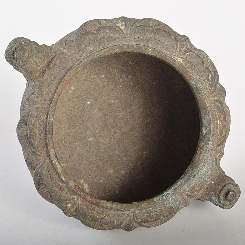 中国　古銅青銅　双耳四つ足香炉　V　R7491