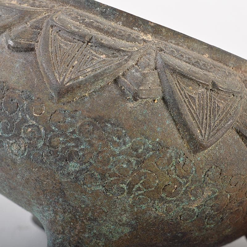 中国　古銅青銅　双耳四つ足香炉　V　R7491