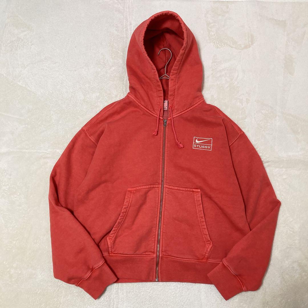 【美品】完売品 Nike x Stussy フルジップ フーディ レッド M