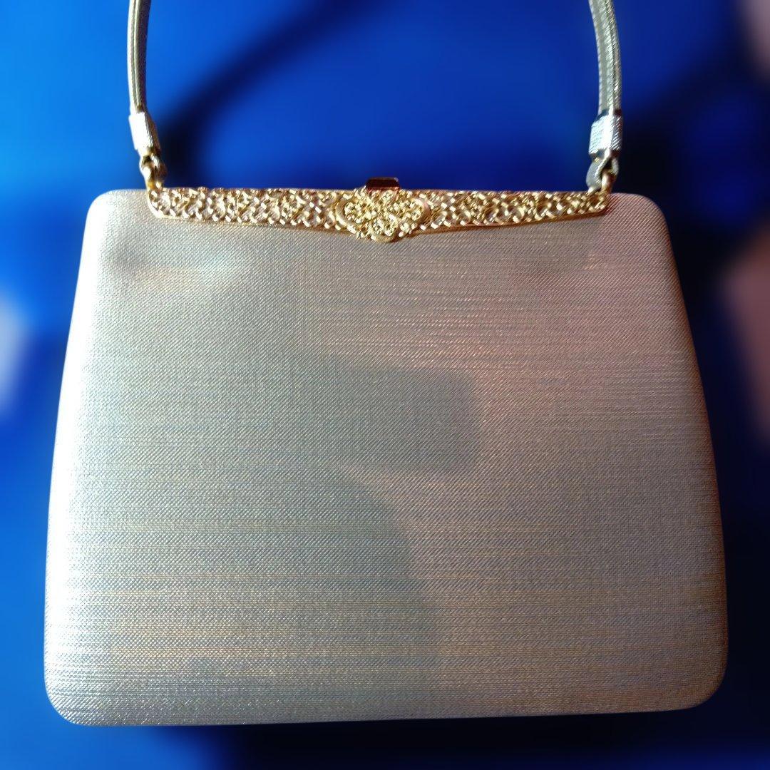 伊と忠　金色花柄刺繍和装用バッグと草履セット