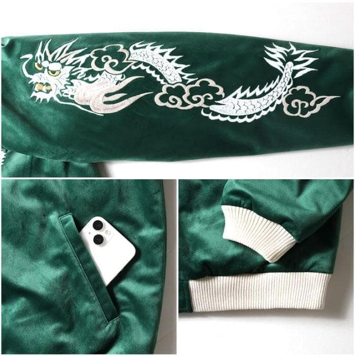 新品＊HOUSTON ヒューストン 別珍 スカジャン トナカイ ブラック L