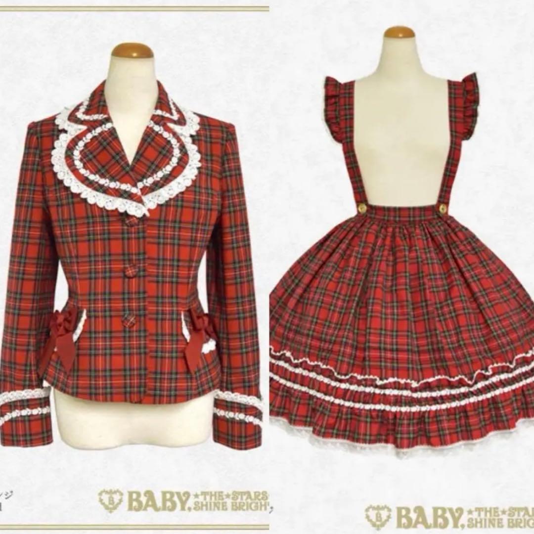 BABY Anniversaryタータンチェックジャケット&スカート エンジ