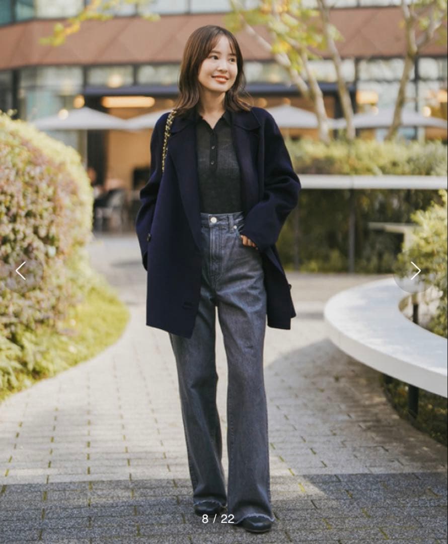 noble Super160sチェスターミドルコート ネイビー