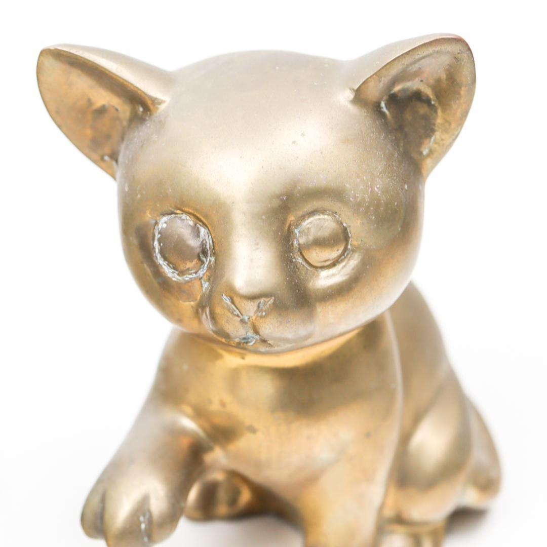 真鍮製 Brass 仔猫 2体 置物