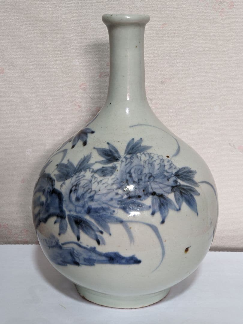 ♦江戸時代中期 古伊万里 染付花鳥文様 徳利 瓶 コレクション骨董品アンティーク