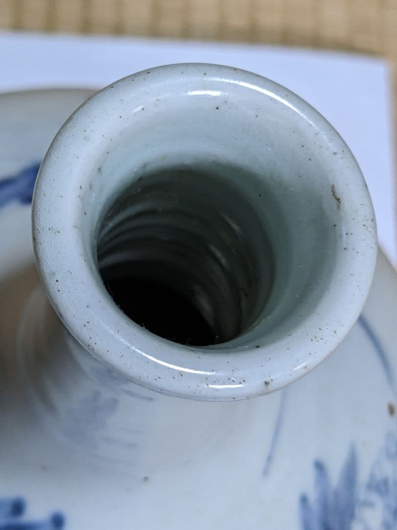 ♦江戸時代中期 古伊万里 染付花鳥文様 徳利 瓶 コレクション骨董品アンティーク