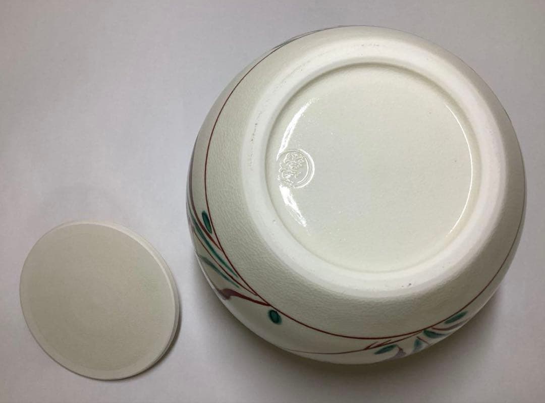 茶道具 古物品 水指 赤絵 丸 御室窯 木箱入