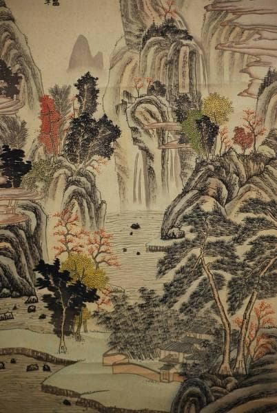 複製/王石谷（王）/深山逸居/工芸/布袋屋掛軸HC-813