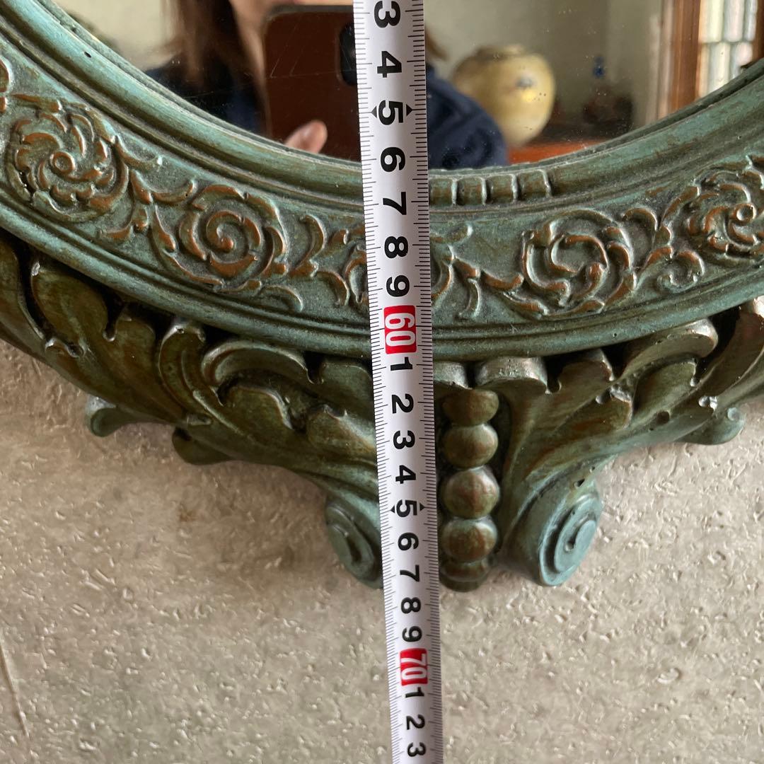 真鍮製 アンティーク オーバルミラー 姿見 骨董品