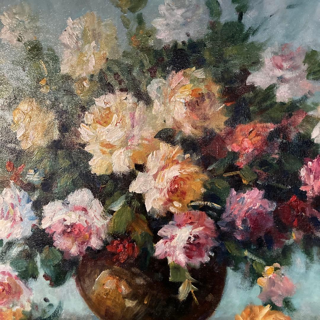 S,Kuramoto 「花瓶の薔薇」油彩画67.5×87絵￼53×73cm20P