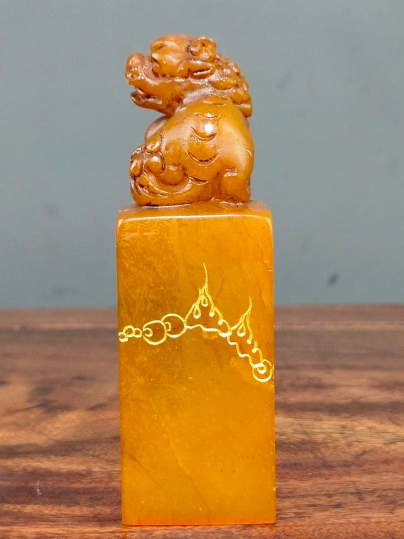 田黄石印鑑　貔貅瑞兽　旧蔵逸品