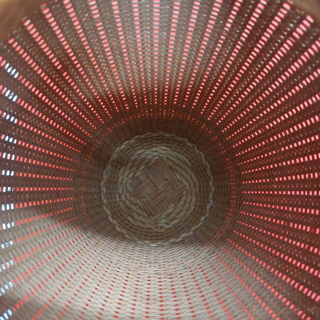 福田竹勇斎　竹製 壺型 花入 高さ約26cm 古物 傷 汚れあり 昭和レトロ