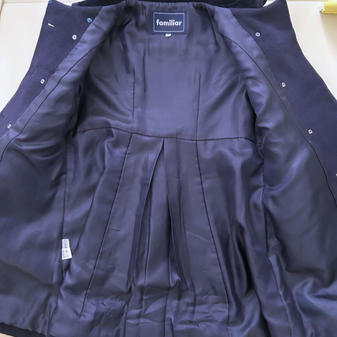 familiar ネイビー アンゴラ混　ウールコート　120