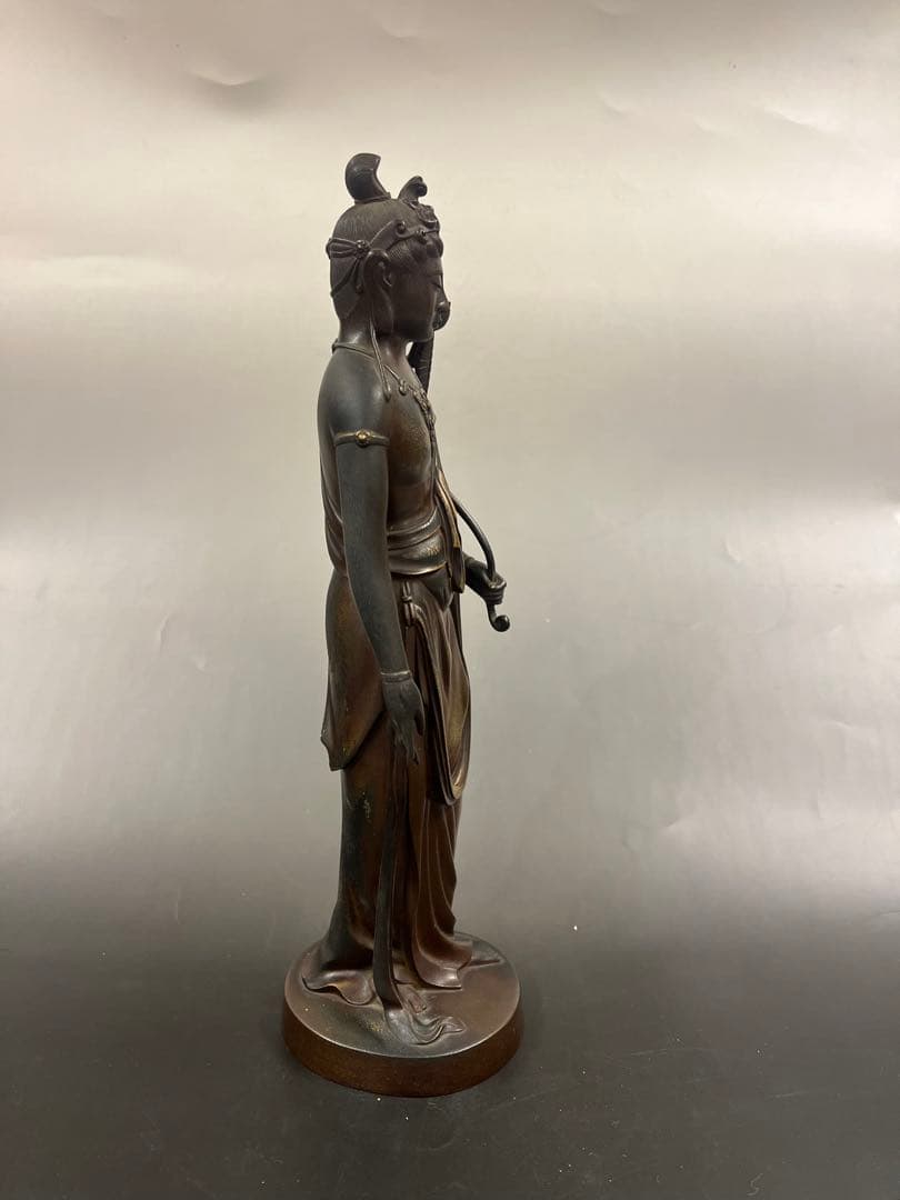 ［美品］銅製聖観音像　共箱￼高村光雲作