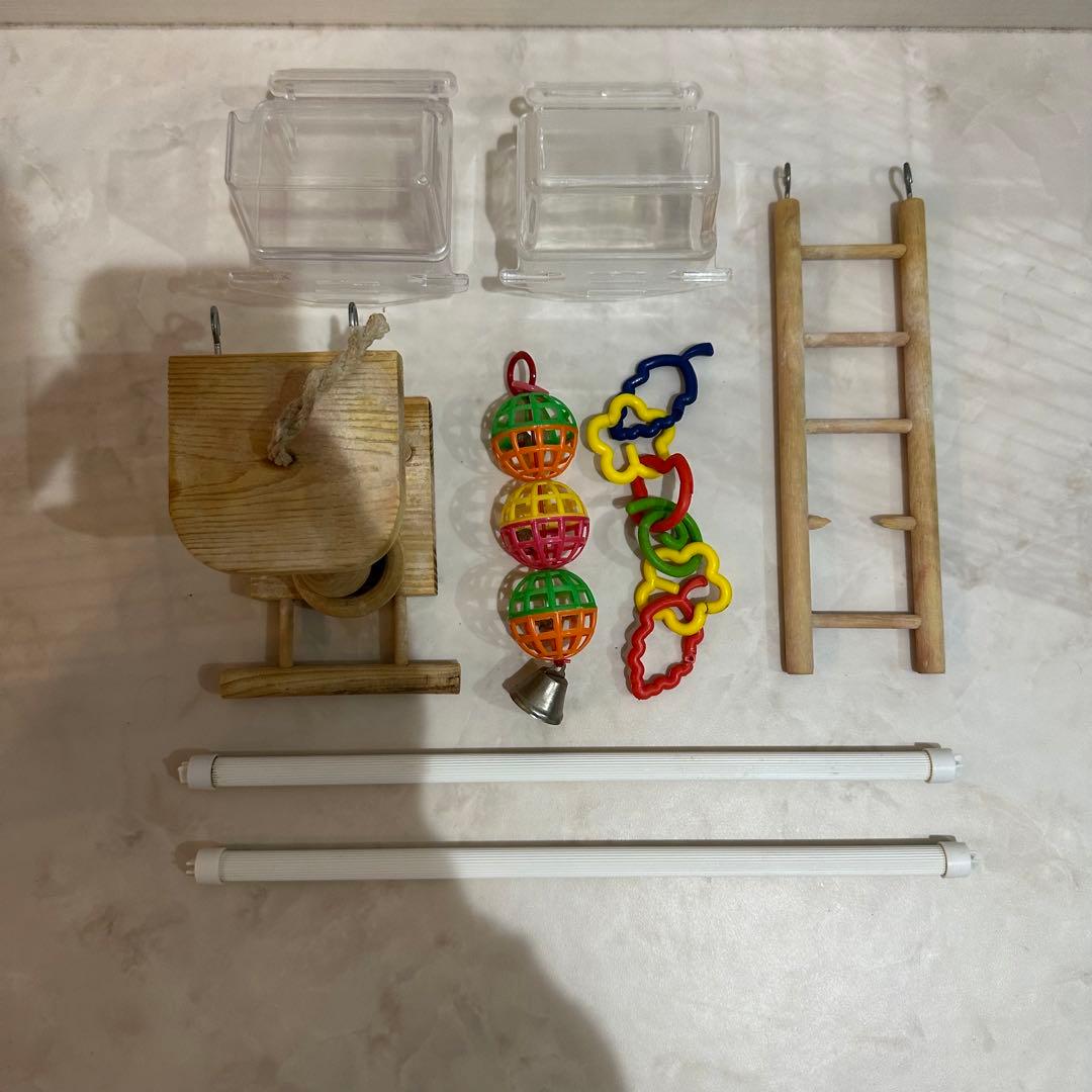 【送料無料】鳥かご2セット/バードヒーター/手作りカバー/止まり木/おもちゃ等