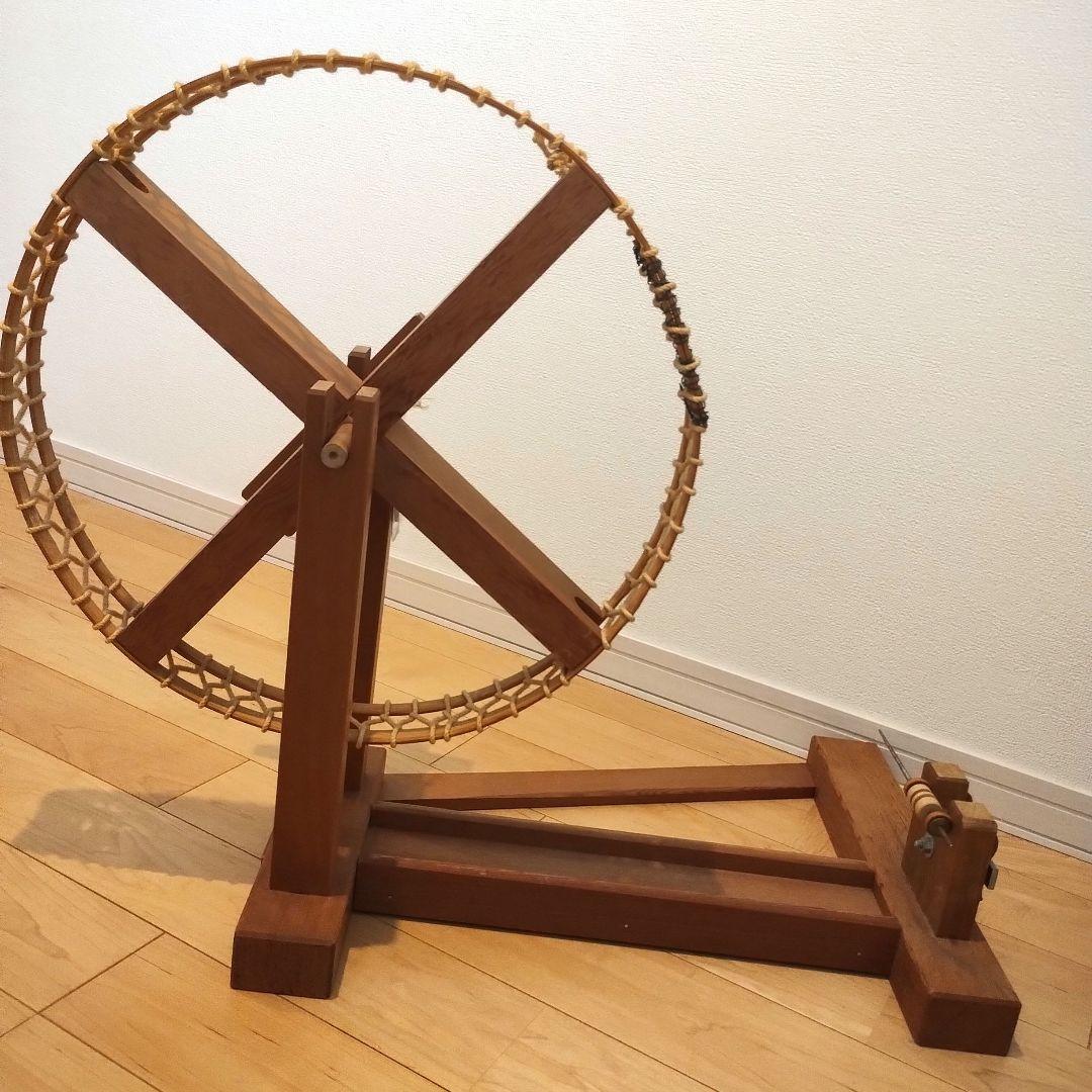 機織り　手織り　糸巻き　糸紡ぎ機　管巻き機　土台 ＆ 回転ハンドル付き