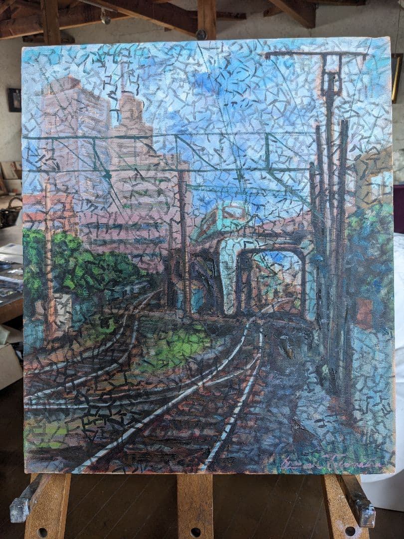 鉄道風景 油彩画 印象派風