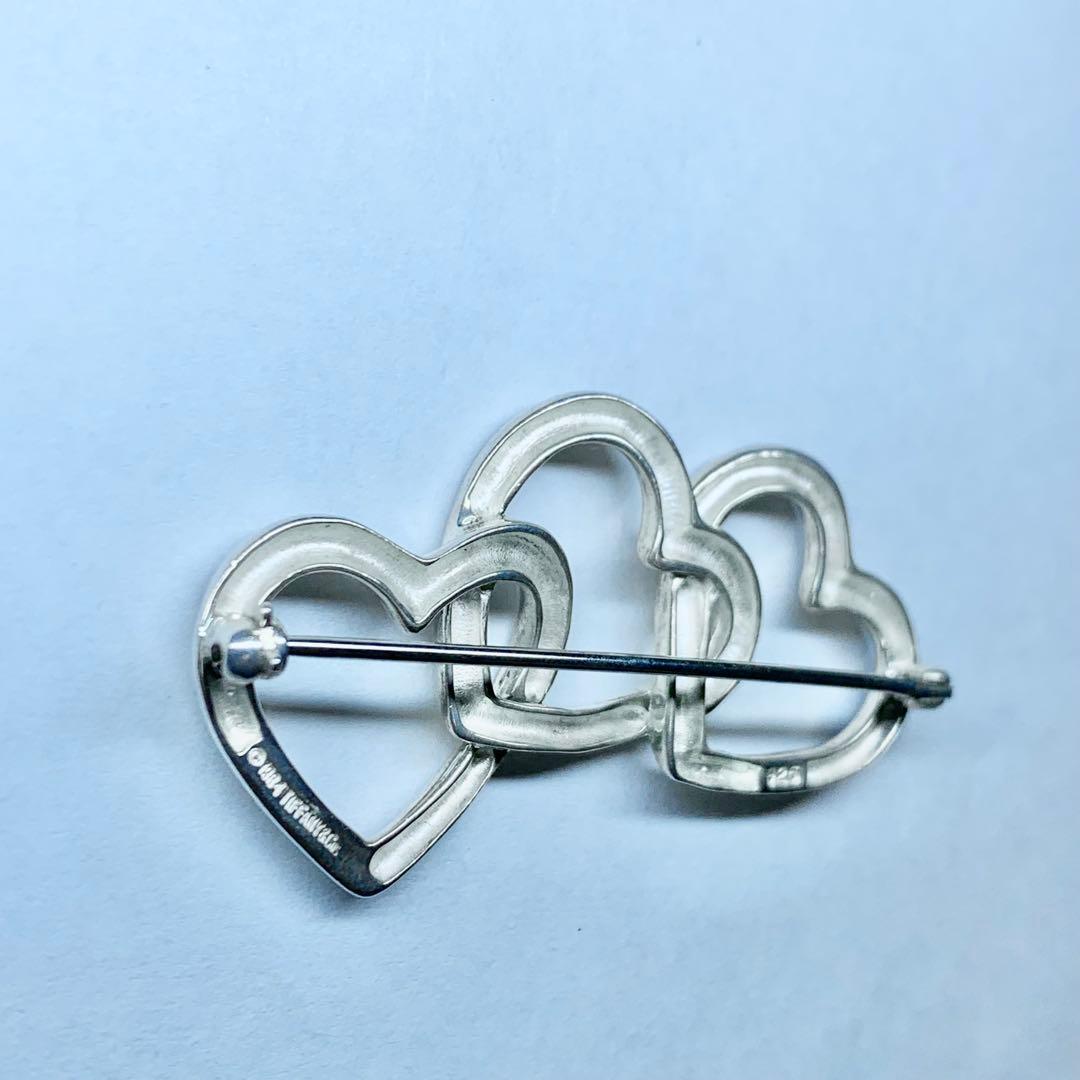 美品 ティファニー トリプルハート ブローチ ピンバッジ シルバー 925