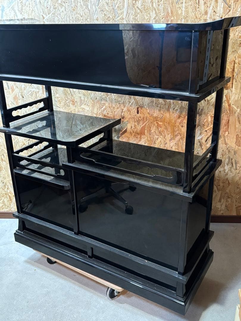 セール　井波唯志　輪島塗　梨地　蒔絵　牡丹　茶棚　金蒔絵　細密　螺鈿　日展作家