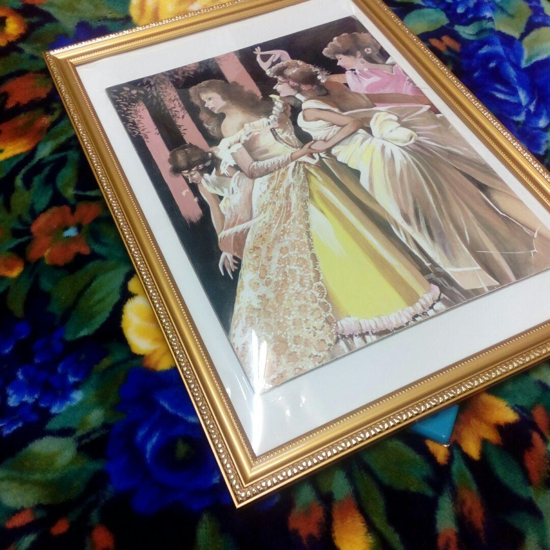 西洋女性保存状態良好蔵出レアアンティーク手描きパステル画当時物保管品