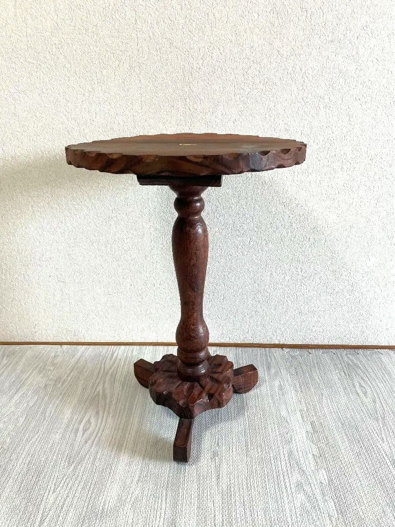 スペイン製　民芸品　サイドテーブル　花台　輸入家具