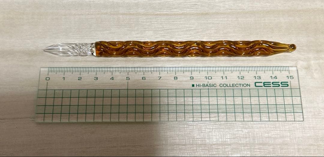 菅清風作・硬質ガラスペン・白川・ブラウン