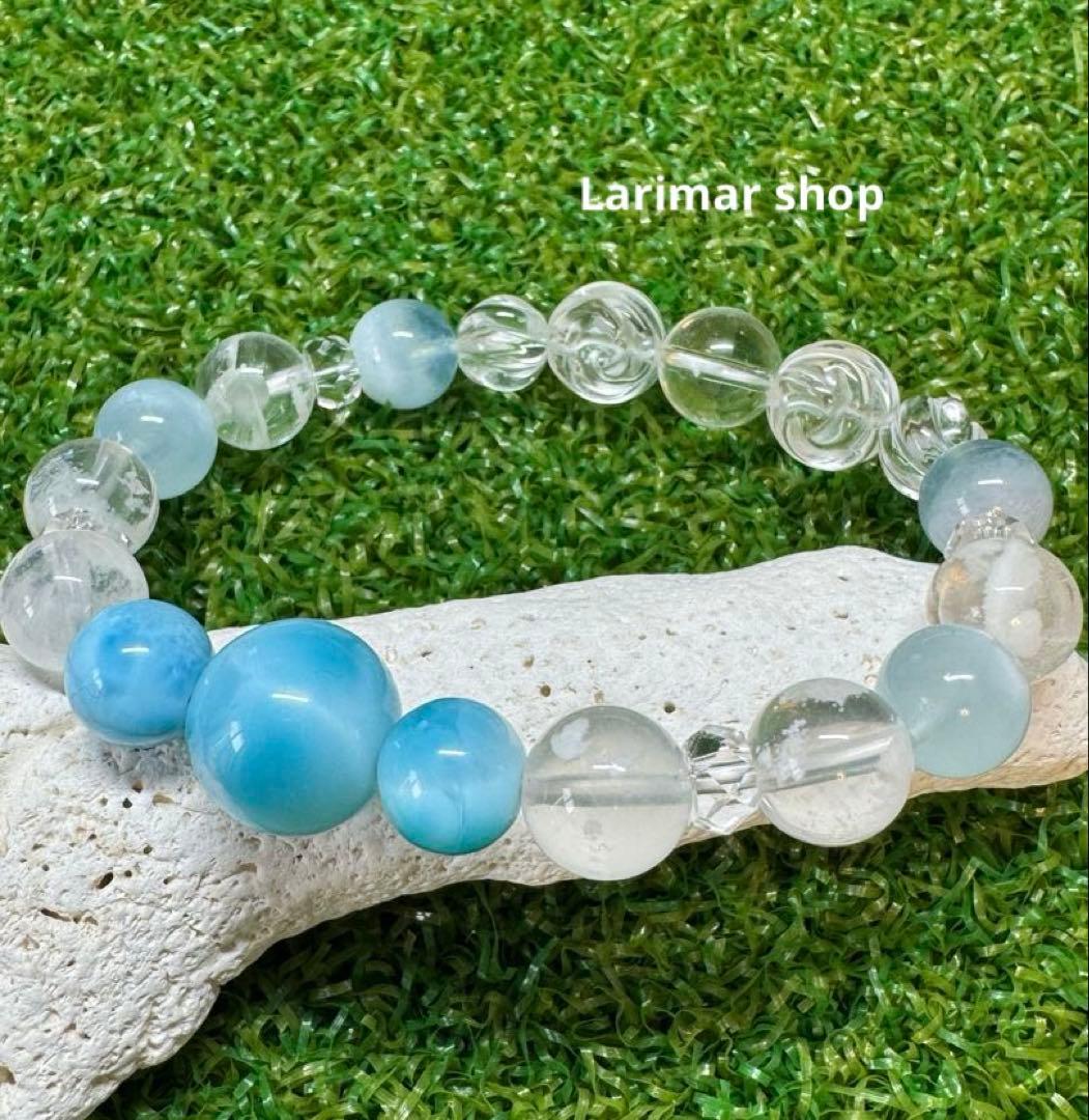 宝石品質　ラリマーデザインブレスレット