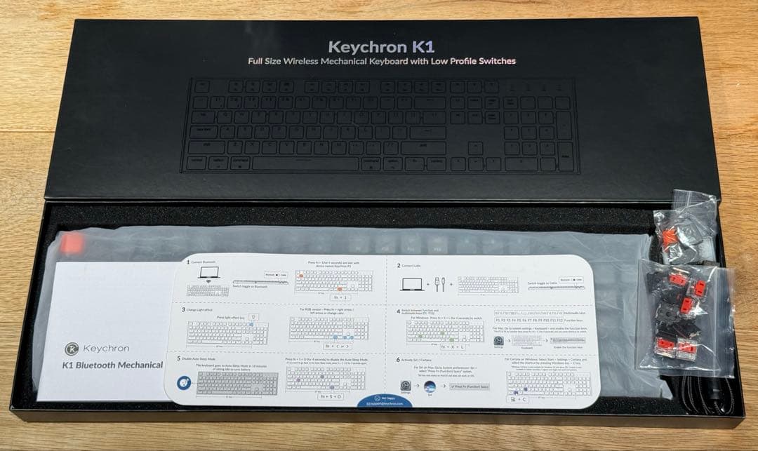 Keychron K1 USキーボードBluetooth＋有線　テンキー付　赤軸