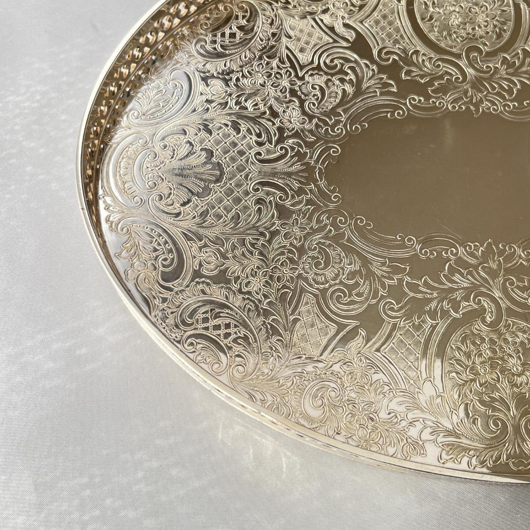 【Barker & Ellis】透かしのギャラリートレー/ドリンクトレー