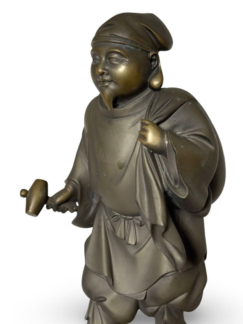 高村光雲作？　ブロンズ立像 笑顔の恵比寿像