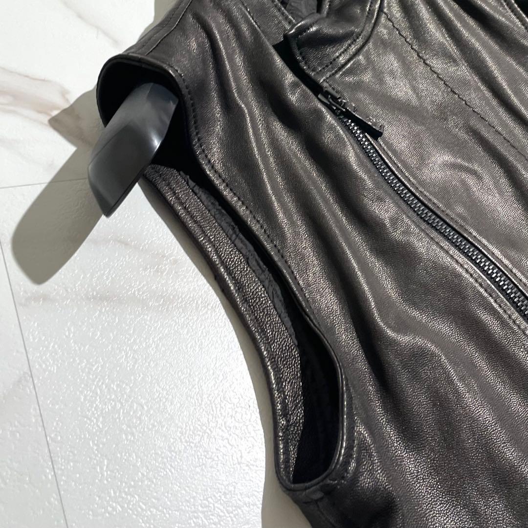 極美品✨ ジョルジオアルマーニ レザージャケット 最高級黒タグ ブラック