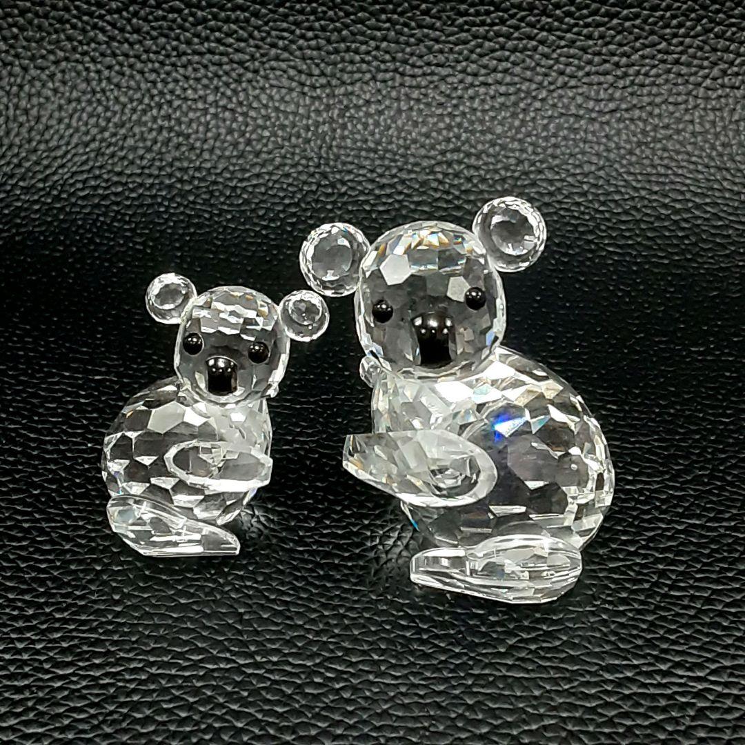 P387 スワロフスキー クリスタル コアラ 親子 2頭セット　お