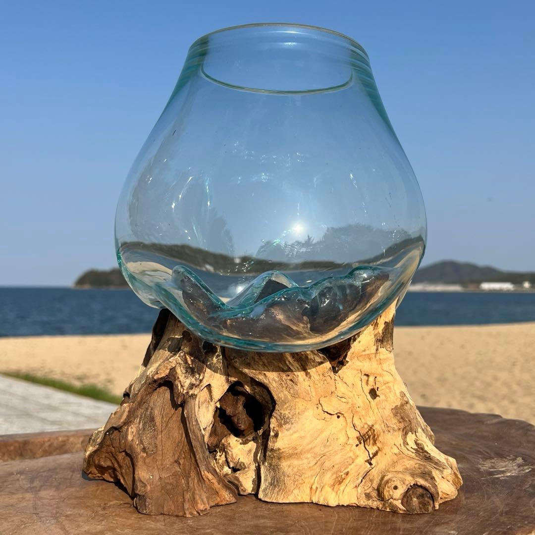 流木ガラスオブジェ大D 花瓶 金魚鉢 ガーデニング フラワーポット 水槽 アート